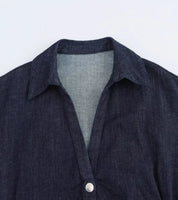 Vestido Jeans Midi Slim com Lapela - Look Seoul Denim Chic