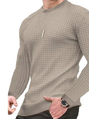 Casaco masculino moda pequena verificação Waffle juventude em torno do pescoço jacquard xadrez com capuz