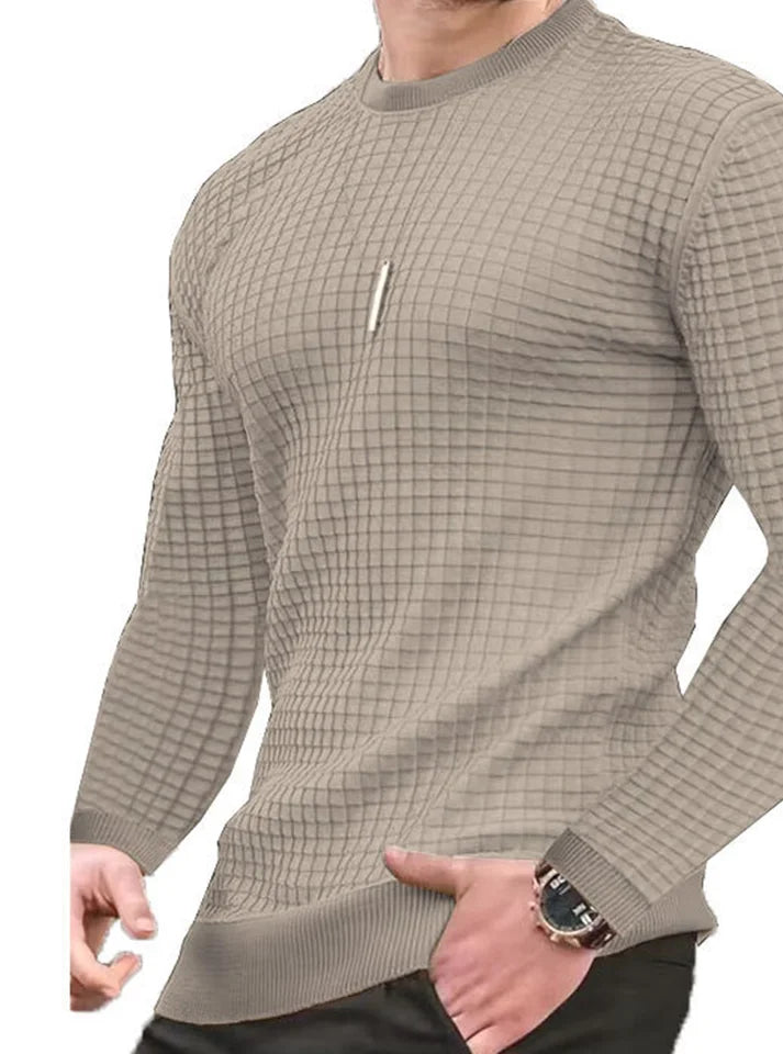 Casaco masculino moda pequena verificação Waffle juventude em torno do pescoço jacquard xadrez com capuz