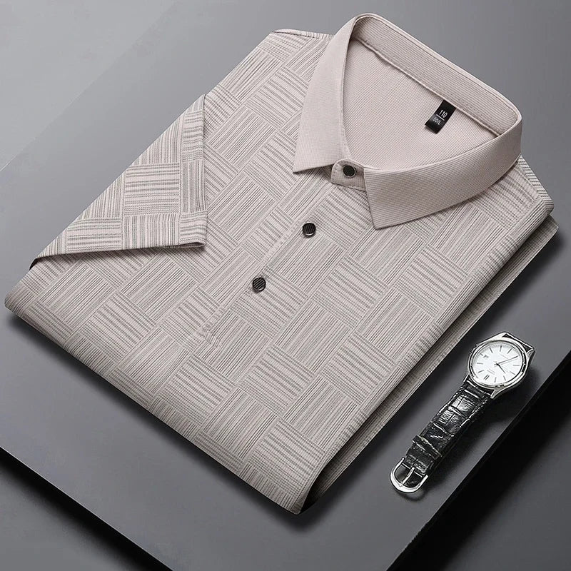Camisa Polo Masculina Casual de Manga Curta – Estilo Coreano Leve e Sofisticado