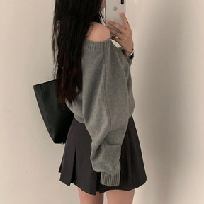 Blusa suerte estilo coreano chique com ombros de fora