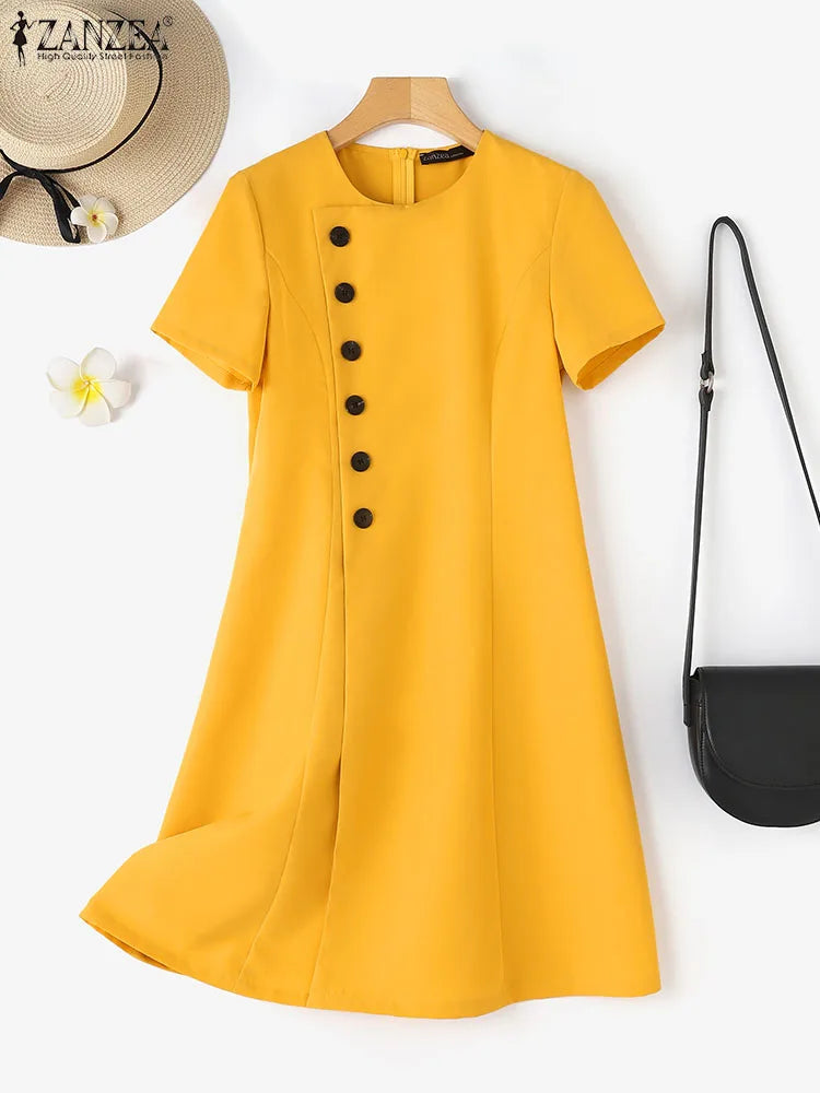 Vestido de Festa Vintage Colete Cintura A-line , com Botão Plissado