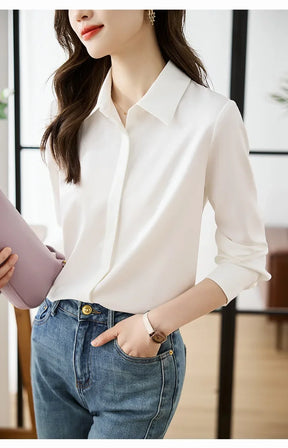 Camisa elegante de manga comprida, ajuste solto