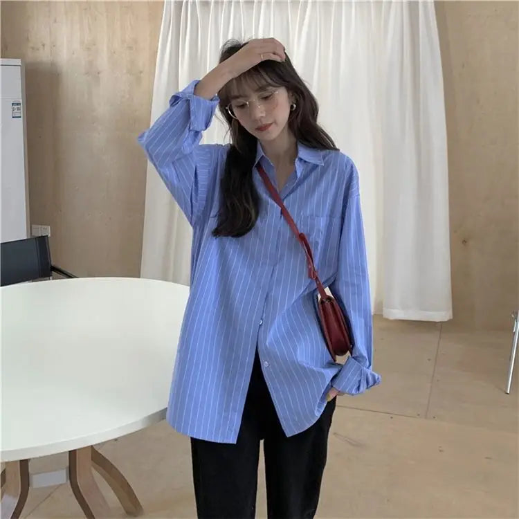 BLUSA LISTRADA RAINHA DAS LAGRIMAS - SOCIAL E MANGA LONGA