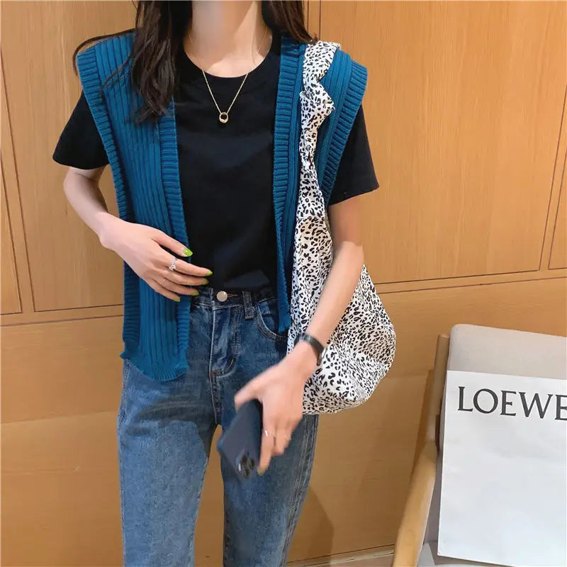 Camiseta feminina de manga curta de algodão, gola redonda