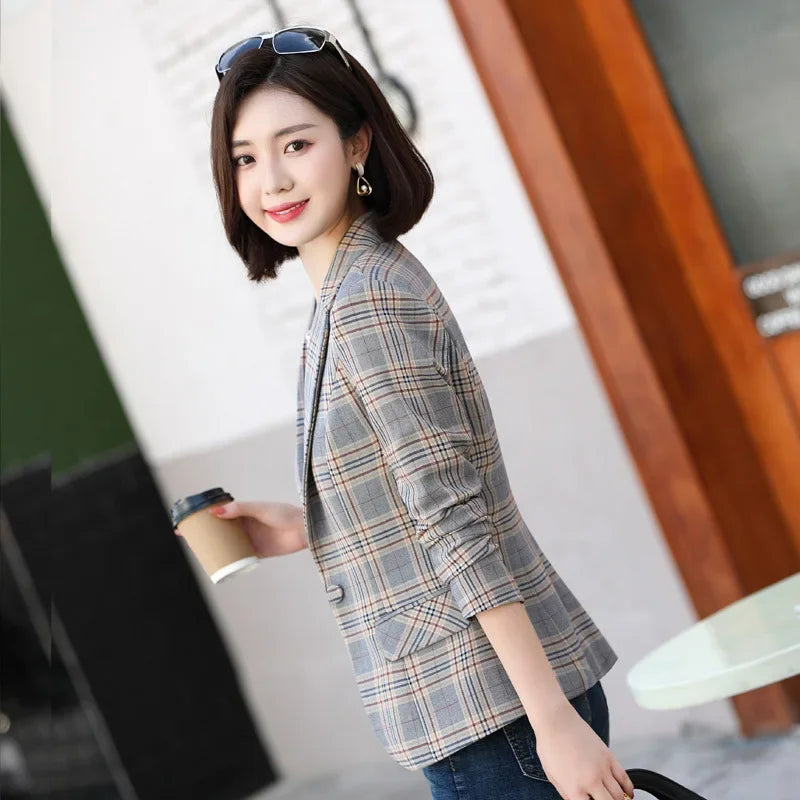 Blazer Xadrez Feminino Slim - Look Seoul Office