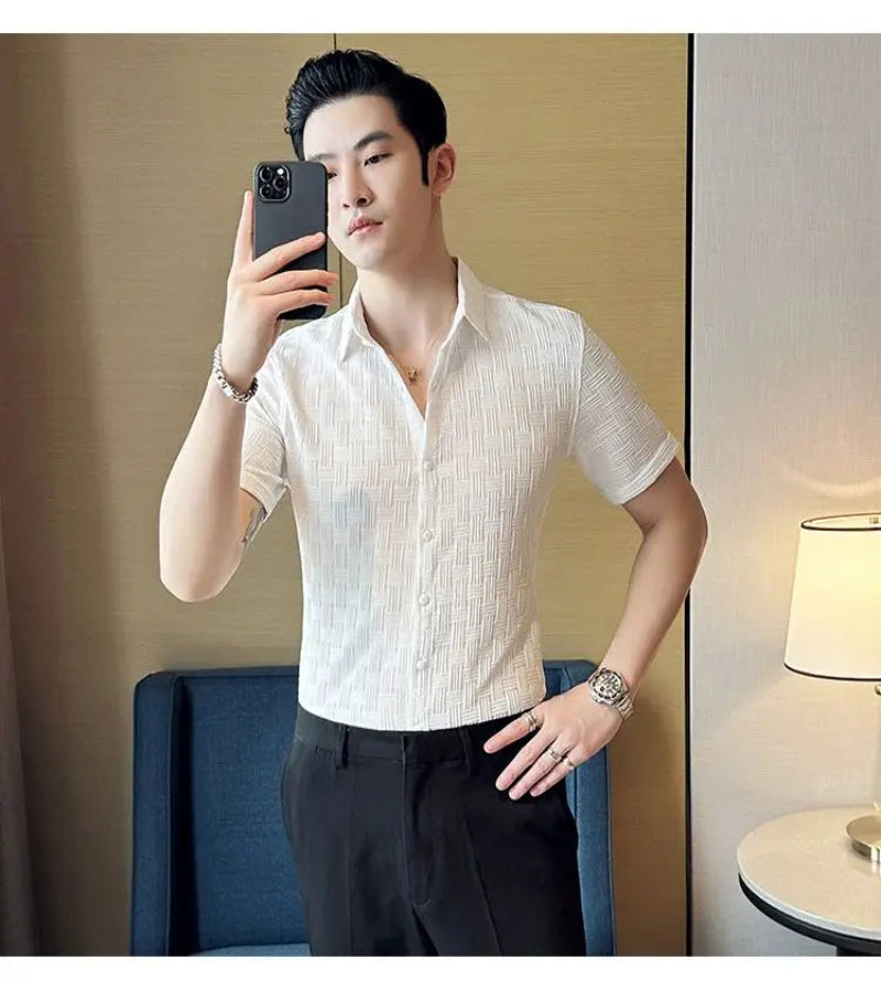 Camisa Masculina Coreana de Verão – Estilo Casual e Elegante