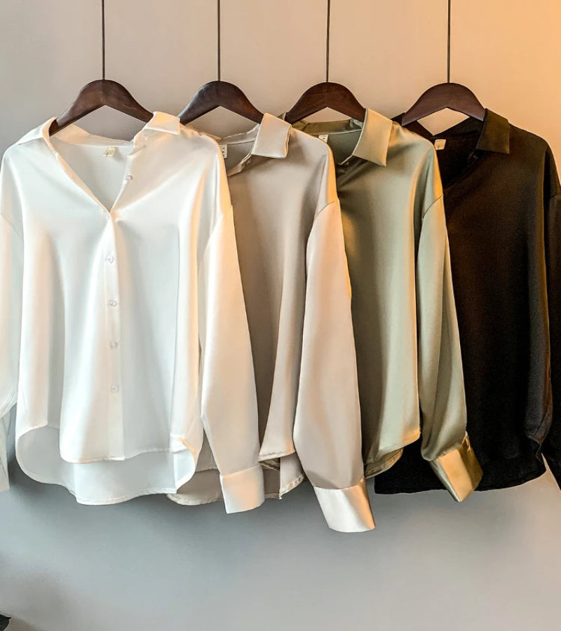 Blusa de manga comprida para escritório feminina