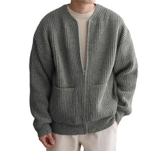 Cardigan sem gola com zíper