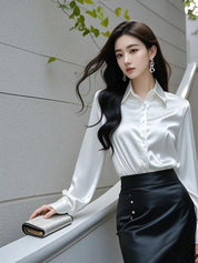 Camisas de seda mulheres coreanas moda Y2k