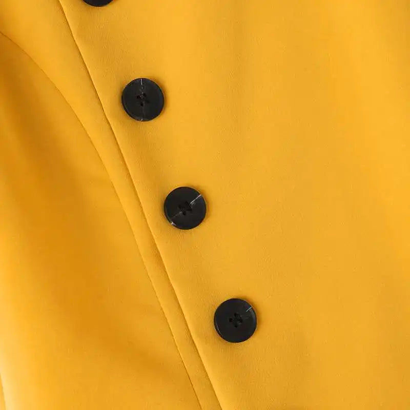 Vestido de Festa Vintage Colete Cintura A-line , com Botão Plissado