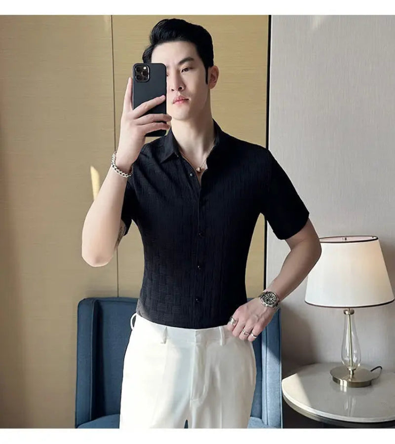 Camisa Masculina Coreana de Verão – Estilo Casual e Elegante