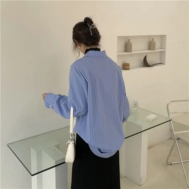 BLUSA LISTRADA RAINHA DAS LAGRIMAS - SOCIAL E MANGA LONGA