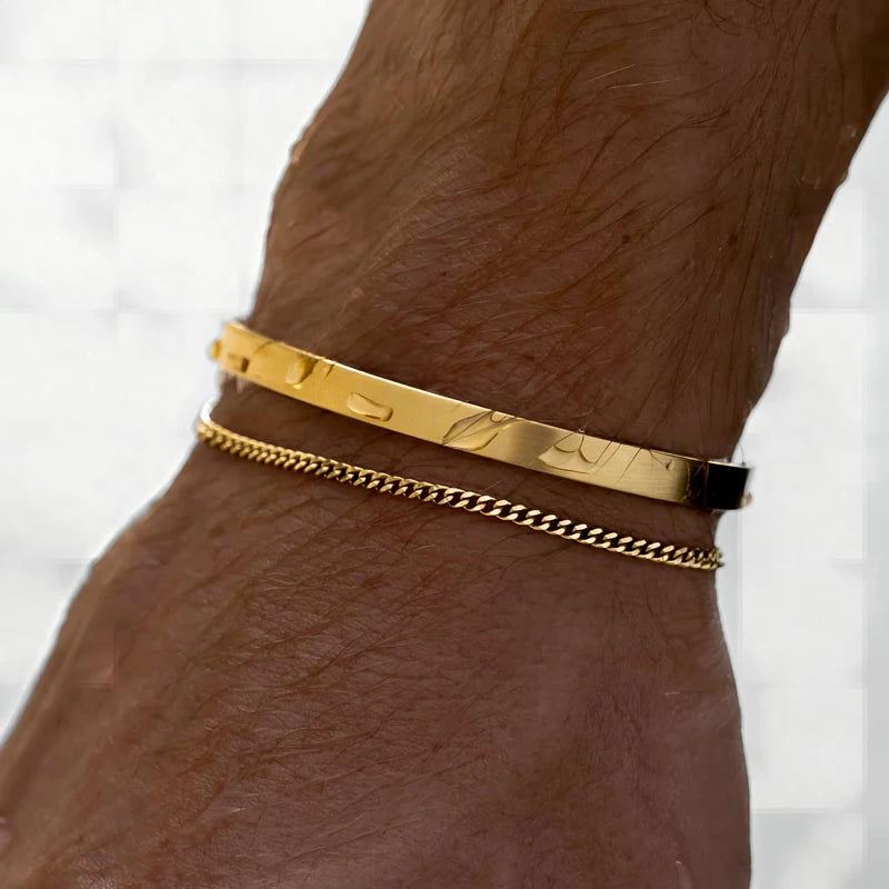 Pulseiras empilháveis para homens, conjuntos de pulseiras banhadas
