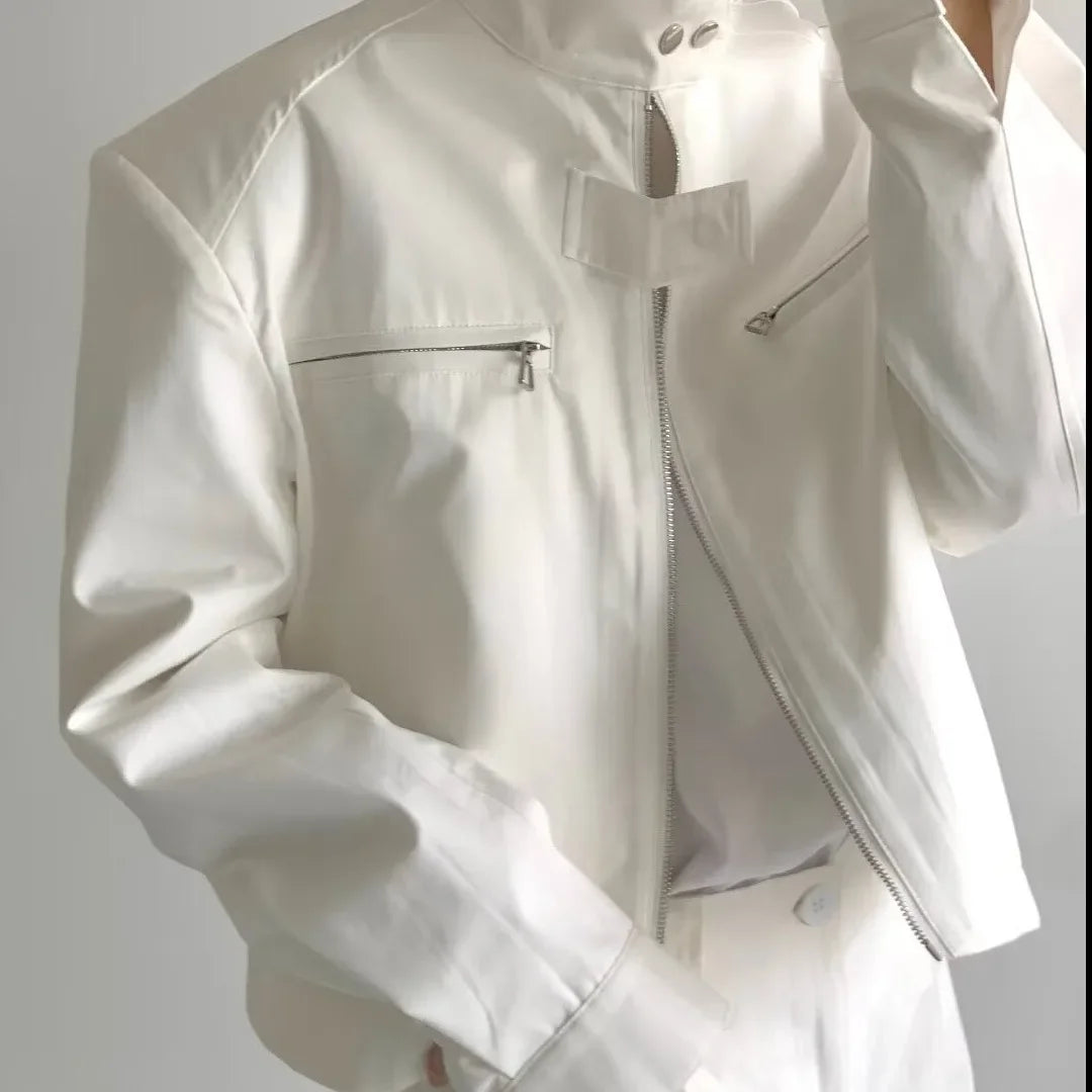 Jaqueta cortada moda coreana