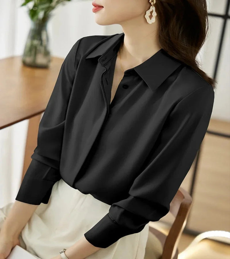 Camisa Elegante de Manga Comprida – Corte Solto e Estilo Sofisticado
