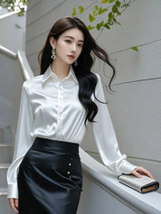 Camisas de seda mulheres coreanas moda Y2k