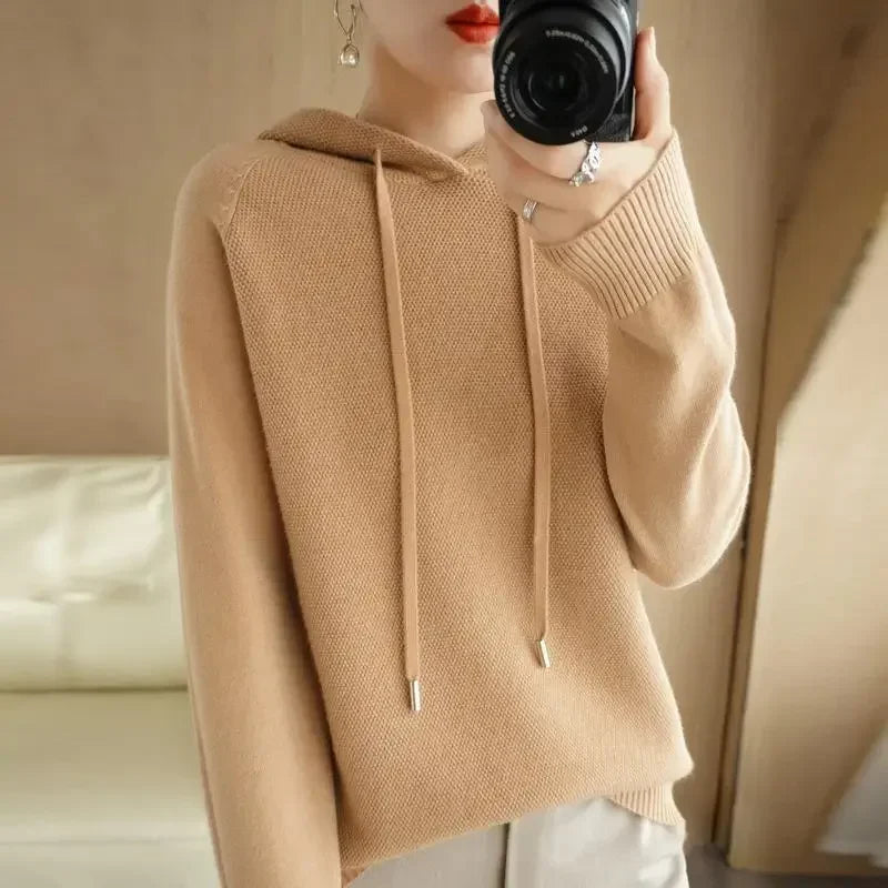 Suéter Feminino com Capuz Estilo Coreano -  “Caminhos de Outono”