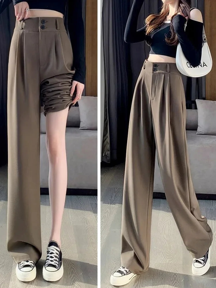 Calça Reta Feminina – Estilo Casual Coreano