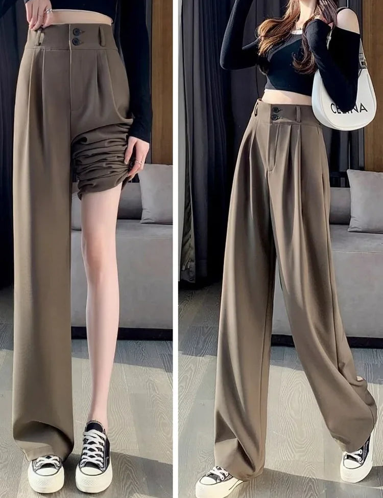 Calça Reta Feminina – Estilo Casual Coreano