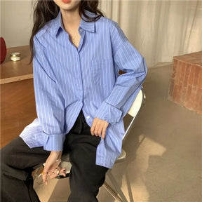 BLUSA LISTRADA RAINHA DAS LAGRIMAS - SOCIAL E MANGA LONGA