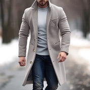 Casaco de lã masculino jaqueta elegante casaco de lã com bolsos de lapela único breasted jaqueta de manga longa para inverno terno jaquetas