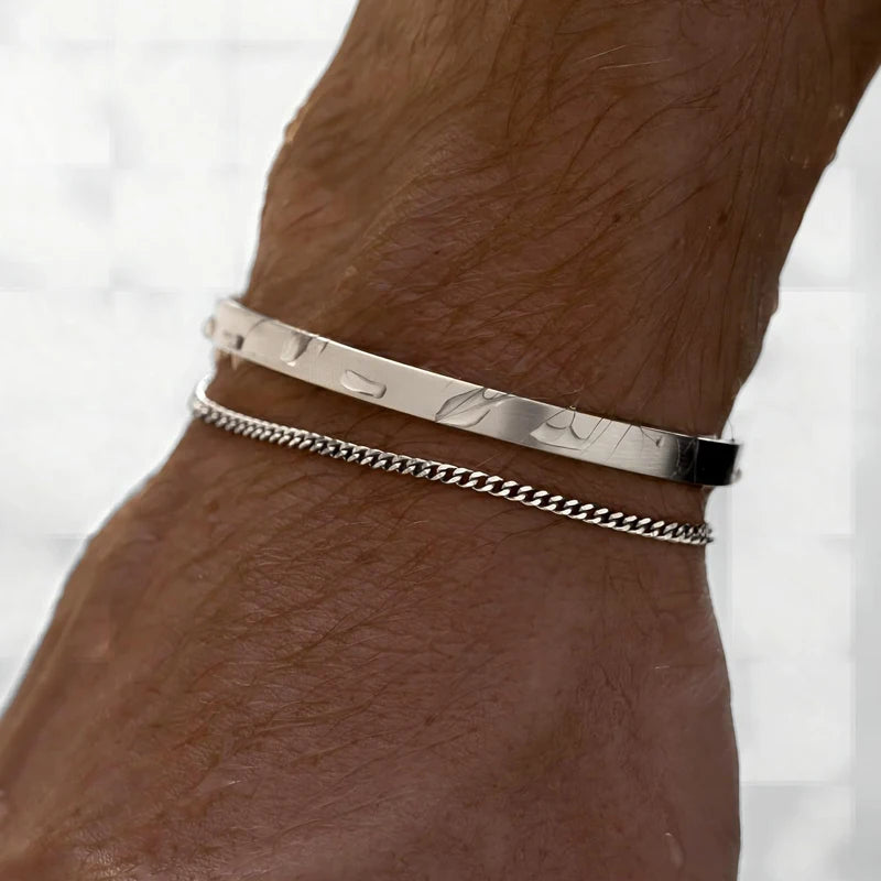 Pulseiras empilháveis para homens, conjuntos de pulseiras banhadas