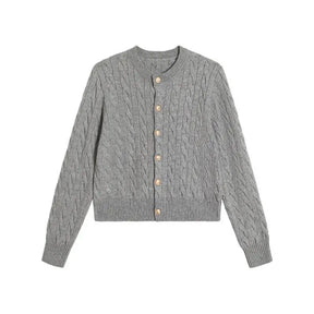 Cardigan Vintage Feminino Tricotado com Botões - Look Elegância de Outono