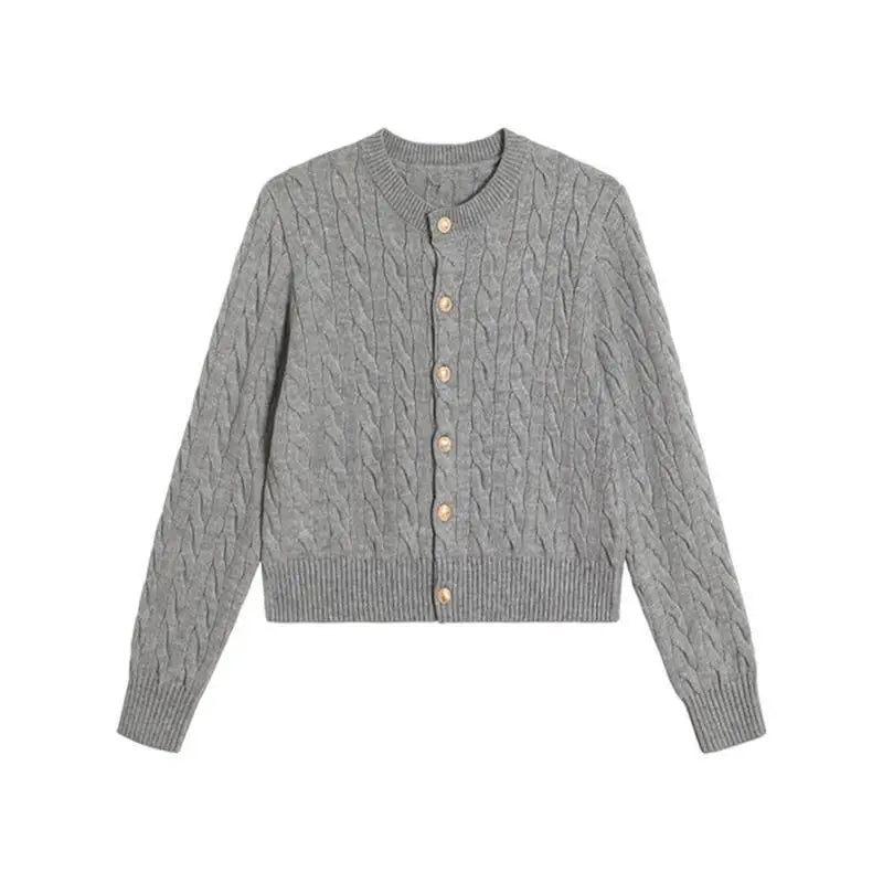 Cardigan Vintage Feminino Tricotado com Botões - Look Elegância de Outono