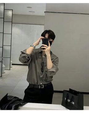 Camisa masculina leve de luxo coreana