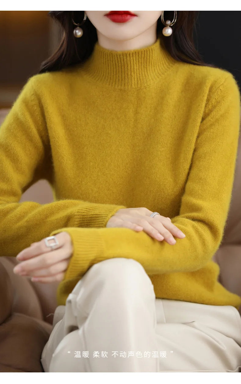 Suéter Gola Média Estilo Coreano Básico -  “Brisa de Inverno”