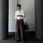 Camisa Masculina Coreana de Manga Longa com Pregas - Look Seoul Chic