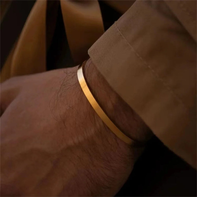 Pulseira Masculina de Aço Inoxidável Prata