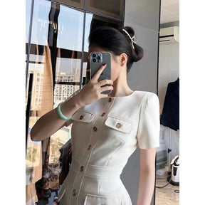Vestido Branco Elegante Bodycon - Look Seoul Glam