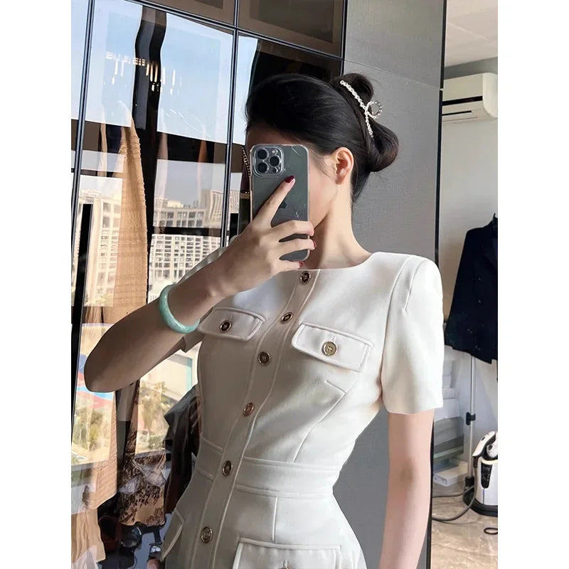 Vestido Branco Elegante Bodycon - Look Seoul Glam