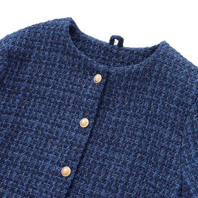 TRAF Women Fashion Autumn New Casual Jacket Round Neck Long Sleeved Single-breasted Pocket Short Coats Chic Ladies Tops Mujer