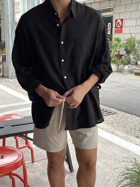 Camisa Masculina Coreana de Linho Leve - Look Seoul Verão