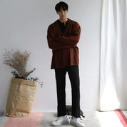 Cardigan masculino Estilo coreano, manga comprida