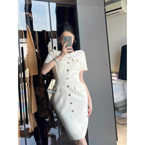 Vestido Branco Elegante Bodycon - Look Seoul Glam