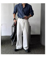 Camisa Masculina Coreana de Manga Longa com Pregas - Look Seoul Chic