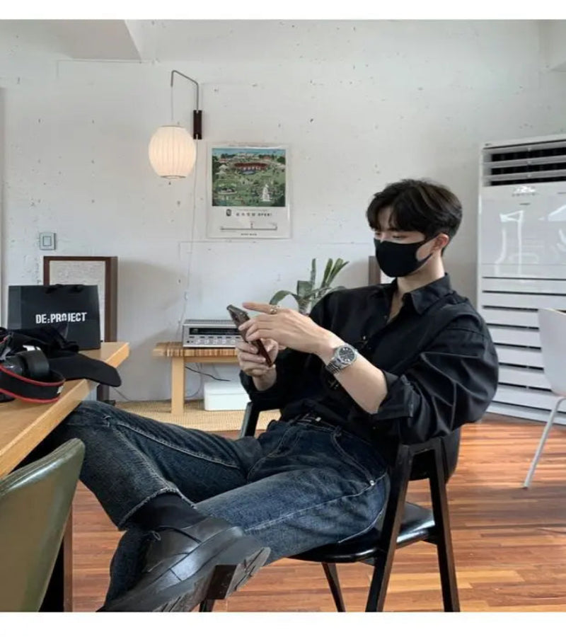 Camisa Masculina Coreana Leve de Luxo