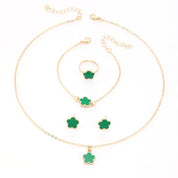 Conjunto de Joias Luxo Floral – Colar, Pulseira e Anel Femininos
