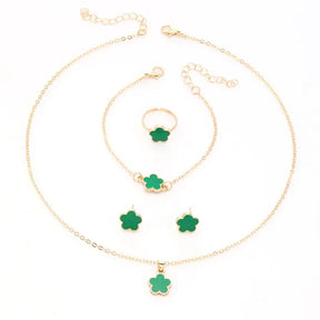Conjunto de flor luxo, pulseira, colar, anel para mulheres