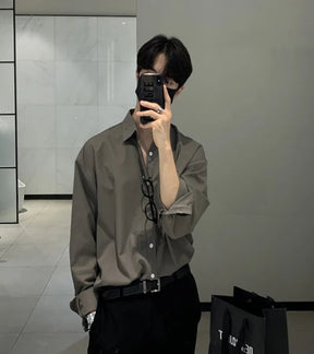 Camisa masculina leve de luxo coreana