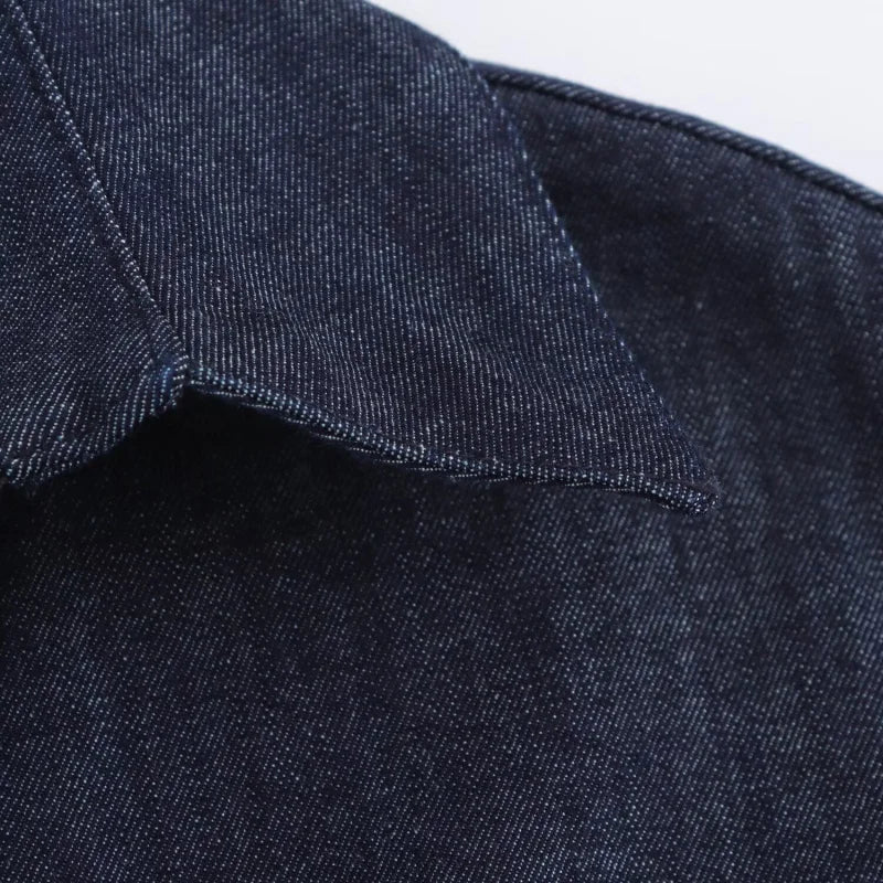 Vestido Jeans Midi Slim com Lapela - Look Seoul Denim Chic