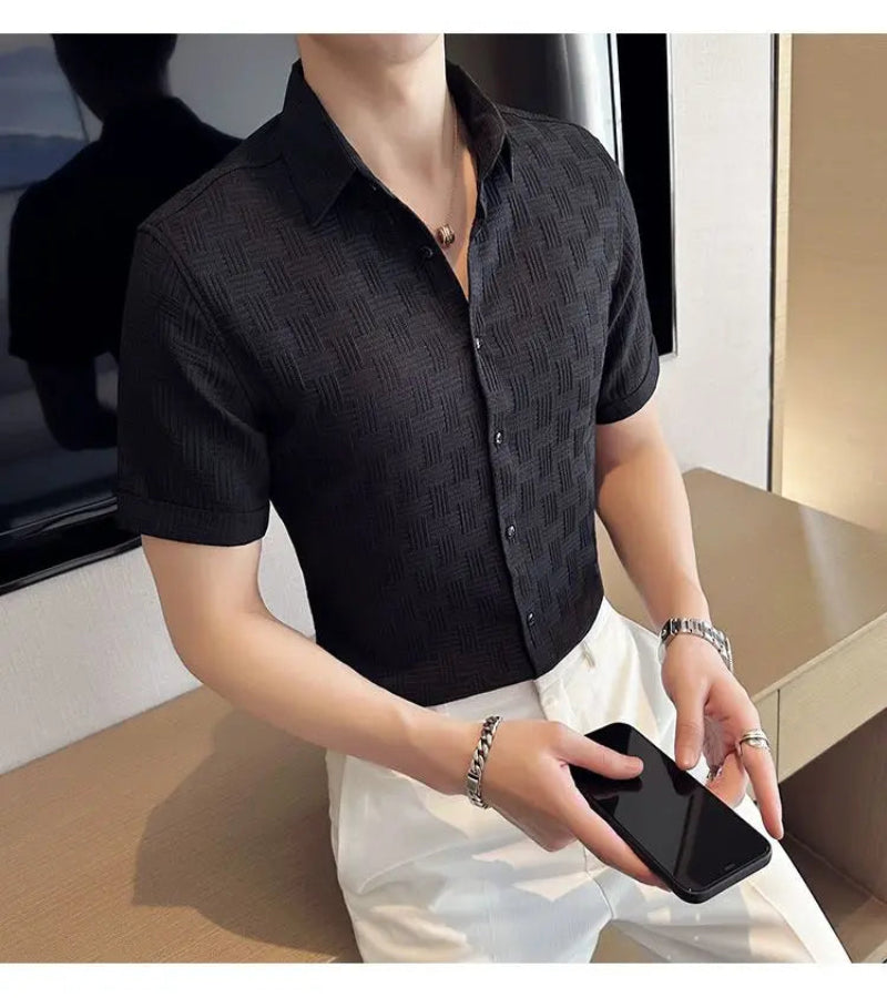 Camisa Masculina Coreana de Verão – Estilo Casual e Elegante