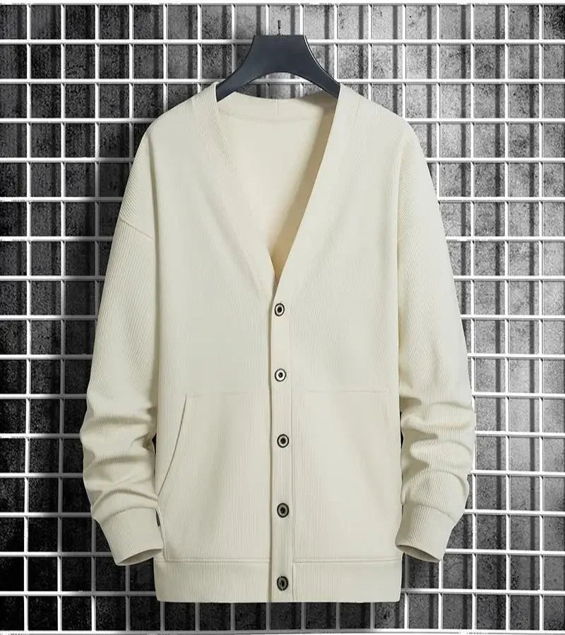 Suéter Cardigan Masculino Coreano – Estilo Casual e Atemporal