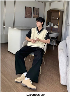 Colete suéter masculino casual decote em V