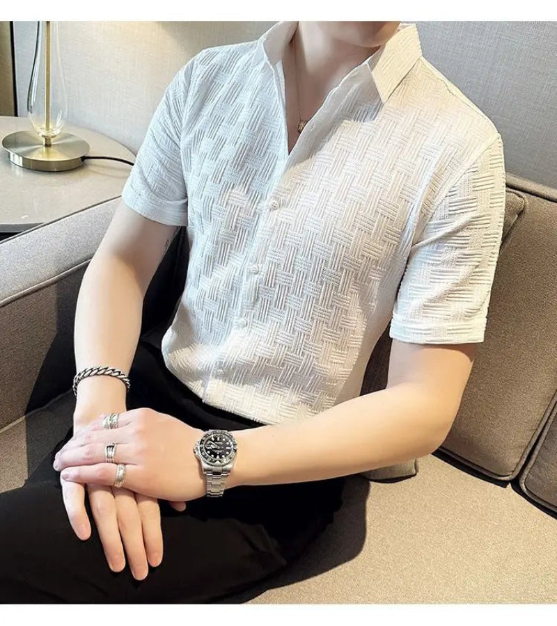 Camisa Masculina Coreana de Verão – Estilo Casual e Elegante
