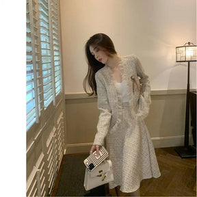 Conjunto de Duas Peças Tweed Estilo Saia